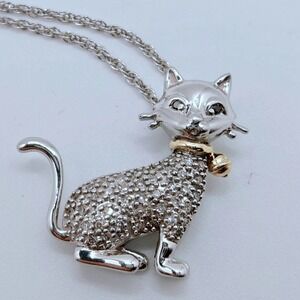 Alwand Vahan Cat Necklace Sterling Silver 14k Gold Pave Diamonds